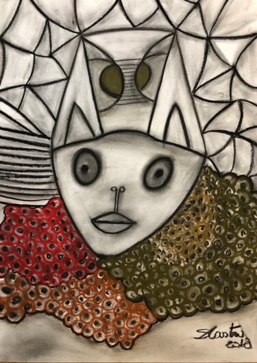 Рисунок под названием "Sphynx" - Sidelma Castro, Подлинное произведение искусства, Мел