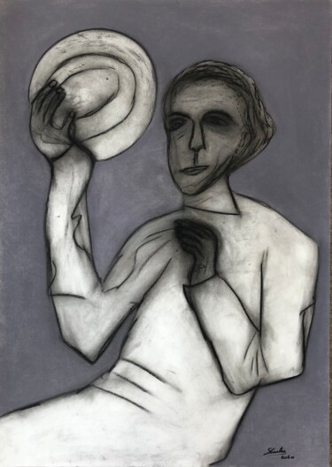 Dessin intitulée "La Femme au Miroir" par Sidelma Castro, Œuvre d'art originale, Pastel