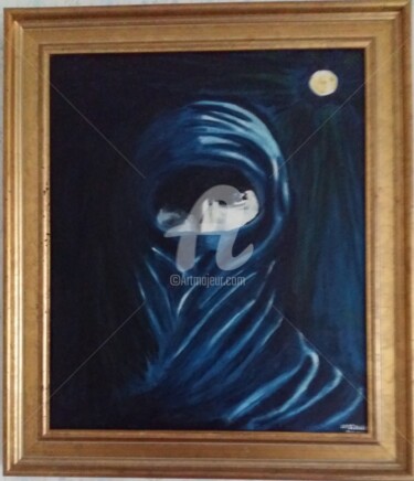 Painting titled "FEMME DU DESERT" by Lassoued, Original Artwork, Oil