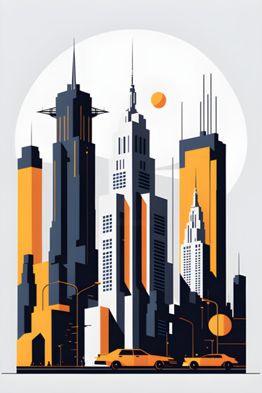 Цифровое искусство под названием "City II" - Sid, Подлинное произведение искусства, Изображение, сгенерированное ИИ
