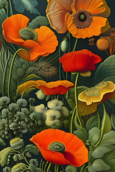 Arte digitale intitolato "Poppies" da Sid, Opera d'arte originale, Immagine generata dall'IA