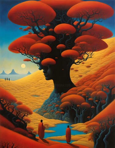 Arte digital titulada "Cosmic Tree" por Sid, Obra de arte original, Imagen generada por IA
