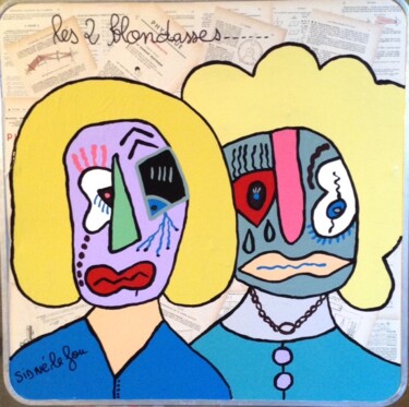 Painting titled "LES 2 BLONDASSES" by Sidné Le Fou, Original Artwork, Acrylic