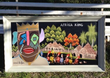 Malerei mit dem Titel "AFRIKA KING" von Sidné Le Fou, Original-Kunstwerk, Acryl