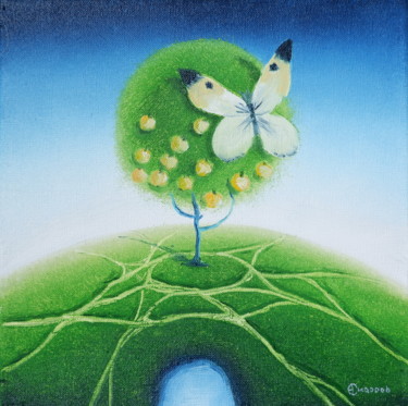 Pittura intitolato "butterfly" da Oleg Sidorov, Opera d'arte originale, Olio