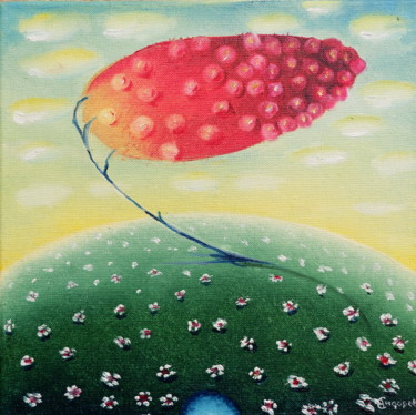 Картина под названием "Ветер с яблоками" - Олег Сидоров, Подлинное произведение искусства, Масло