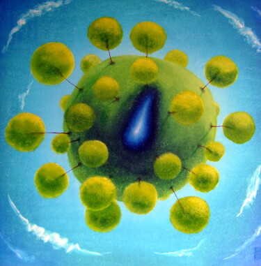Pittura intitolato "Синий воздух. Кругл…" da Oleg Sidorov, Opera d'arte originale, Olio