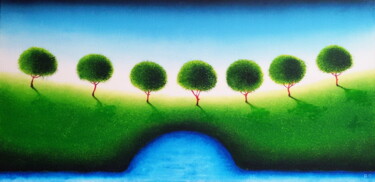 Peinture intitulée "Зелёная линия" par Oleg Sidorov, Œuvre d'art originale, Huile