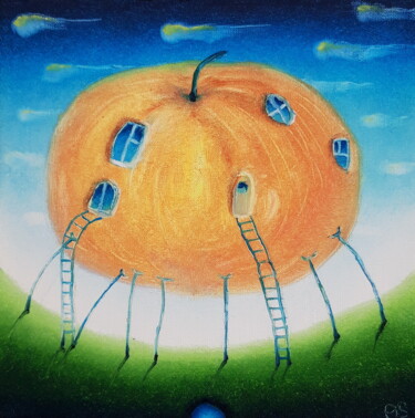 Картина под названием "Дом оранжевого вкуса" - Олег Сидоров, Подлинное произведение искусства, Масло