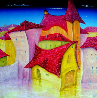 Картина под названием "Улица, Дом 115" - Олег Сидоров, Подлинное произведение искусства, Масло