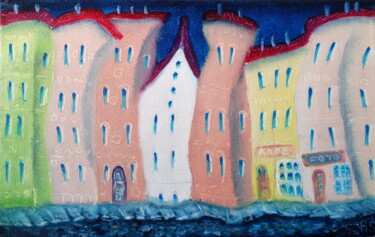 Картина под названием "Белый дом" - Олег Сидоров, Подлинное произведение искусства, Масло