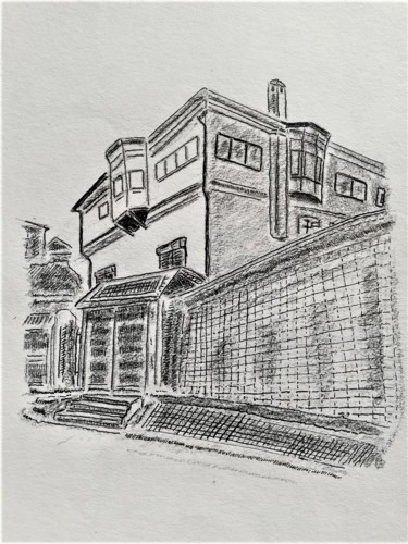 Drawing titled "House in Ohrid" by V Sidorov, Original Artwork, Ink