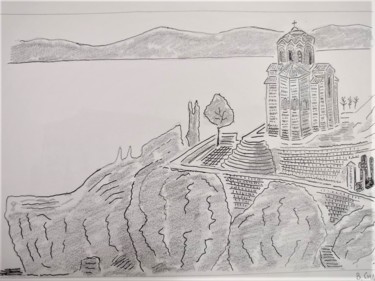 Drawing titled "Church of St. John-…" by V Sidorov, Original Artwork, Ink