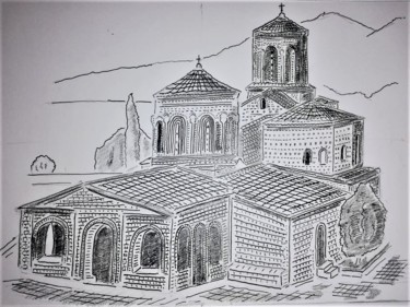 Drawing titled "Saint Naum Ohrid" by V Sidorov, Original Artwork, Ink