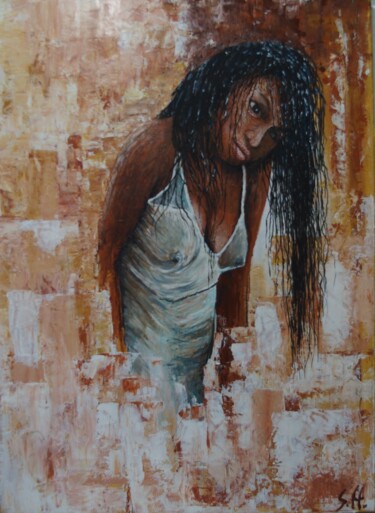 kubanisches Mädchen Painting titled "kubanisches Mädchen" by Siegfried Huber, Original Art, Acrylic