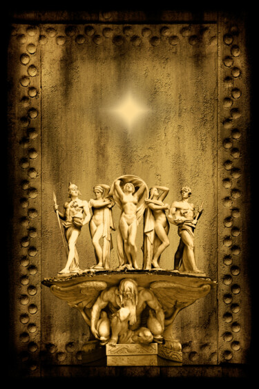 Printmaking titled "The Goddess of the…" by Siegfried Säuberlich, Original Artwork, Analog Print Mounted on Wood Panel