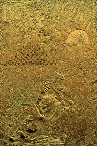Printmaking titled "The Golden Ratio" by Siegfried Säuberlich, Original Artwork, Analog Print Mounted on Wood Panel