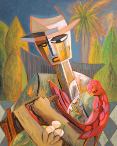 Painting titled "El Tabaquero.jpg" by Dania Sierra, Original Artwork, Oil