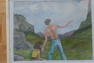 Painting titled "Rob & Siggy on the…" by Sieglinde (Siggy) Margarete Schitter, Original Artwork, Watercolor