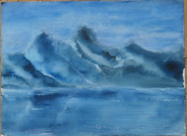 Malerei mit dem Titel "Mountain Blue" von Sieglinde (Siggy) Margarete Schitter, Original-Kunstwerk, Aquarell
