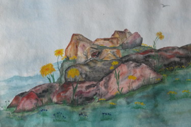 Peinture intitulée "Rock and Flower" par Sieglinde (Siggy) Margarete Schitter, Œuvre d'art originale, Acrylique
