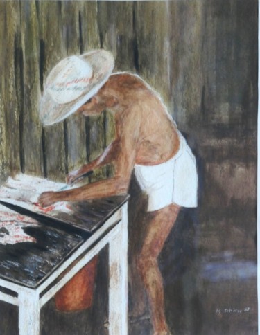 Malerei mit dem Titel "Mexican Viejo" von Sieglinde (Siggy) Margarete Schitter, Original-Kunstwerk, Aquarell
