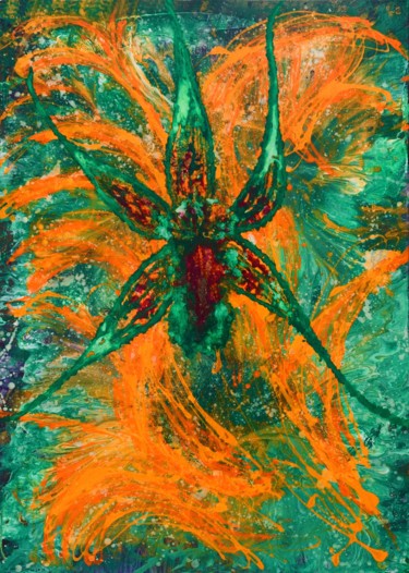 Painting titled "MILTASSIA  ORCHID H…" by Sigrid Koerner, Original Artwork, Acrylic