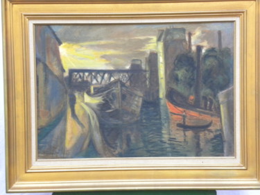 Peinture intitulée "07-hspl-55x38-canal…" par Jacques Sigrist, Œuvre d'art originale