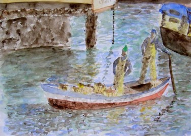 Peinture intitulée "La rentrée au port" par Thierry Jacolet, Œuvre d'art originale