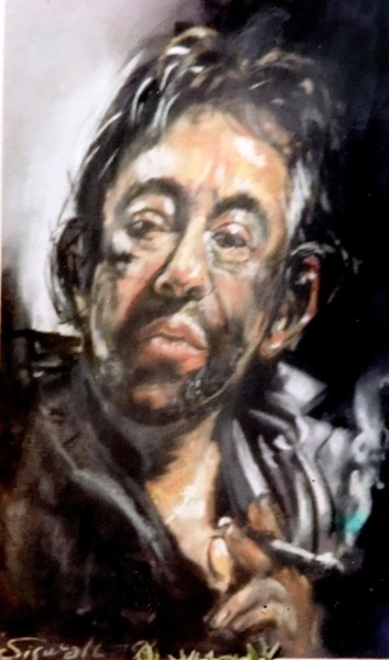 Schilderij getiteld "Portrait Serge Gain…" door Yannick Sigwalt, Origineel Kunstwerk, Pastel