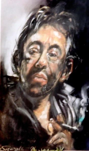 Malarstwo zatytułowany „Portrait Serge Gain…” autorstwa Yannick Sigwalt, Oryginalna praca, Pastel