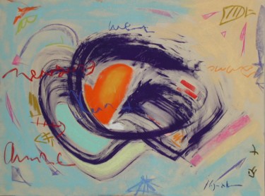 Painting titled "coeur" by Yannick Sigwalt, Original Artwork, Pastel