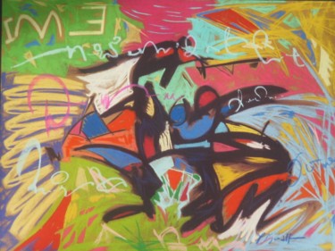 Painting titled "Totem" by Yannick Sigwalt, Original Artwork, Pastel