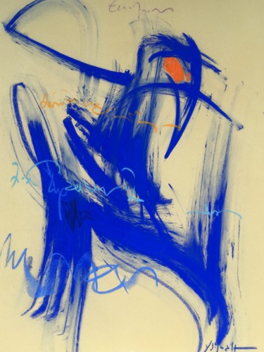 Painting titled "Ange bleu" by Yannick Sigwalt, Original Artwork, Pastel