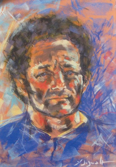 Painting titled "Michel Desjoyeaux" by Yannick Sigwalt, Original Artwork, Pastel