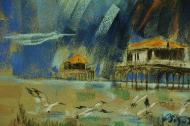 Peinture intitulée "ile-aux-oiseaux" par Yannick Sigwalt, Œuvre d'art originale, Pastel