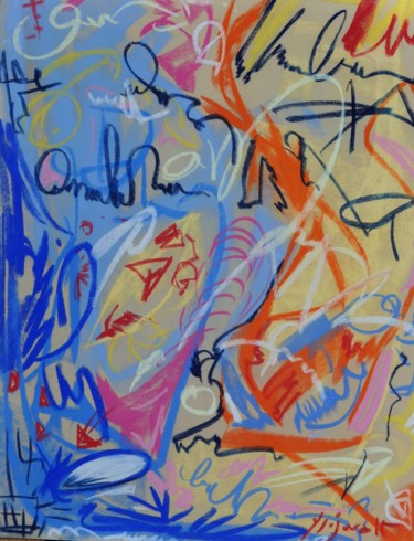 Painting titled "bleu" by Yannick Sigwalt, Original Artwork, Pastel