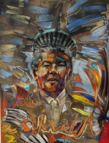 Peinture intitulée "Nelson Mandela" par Yannick Sigwalt, Œuvre d'art originale, Pastel