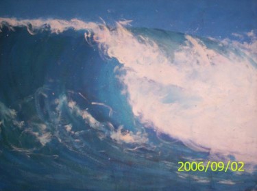 Peinture intitulée "vague" par Nymphea, Œuvre d'art originale, Huile