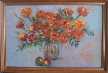 Schilderij getiteld "Marigold oil painti…" door Svitlana Klymenko, Origineel Kunstwerk, Olie
