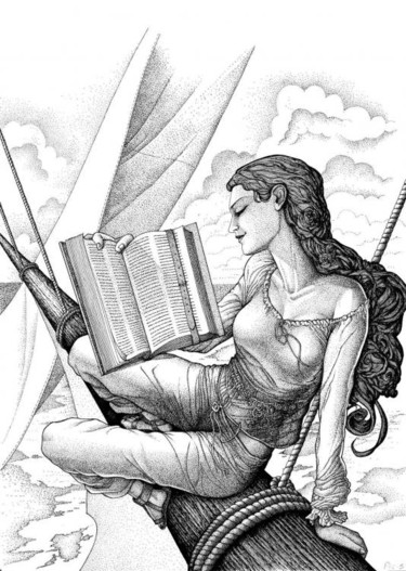 Digital Arts titled "Girl reading[Sold]" by Mr T Silappathikaram, Original Artwork