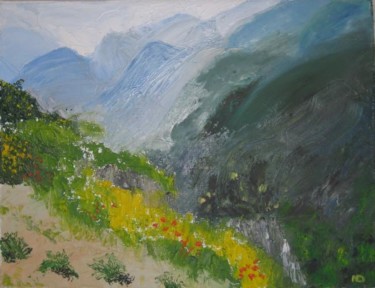 Peinture intitulée "Sentier de montagne" par Nicole Delaplace, Œuvre d'art originale