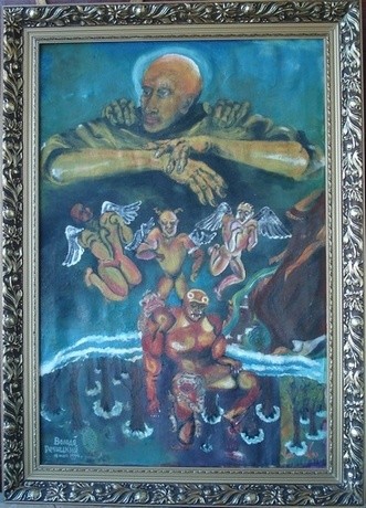 Painting titled "Боги и Диаволы" by Rechitskii, Original Artwork, Oil