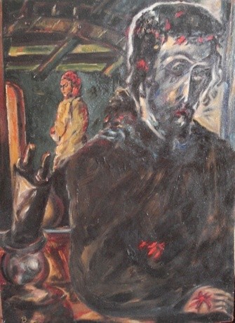 Картина под названием "Исус с женщиной" - Речицкий, Подлинное произведение искусства, Масло