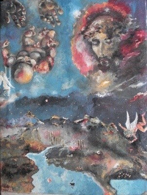Painting titled "Сон с младенцем" by Rechitskii, Original Artwork, Oil