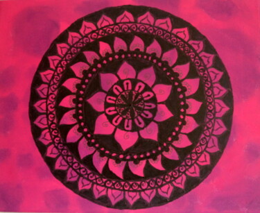 Malarstwo zatytułowany „Mandala in pink und…” autorstwa Silke Aschhoff, Oryginalna praca, Akryl