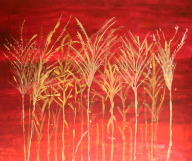 Schilderij getiteld "Gräser und Schilf i…" door Silke Aschhoff, Origineel Kunstwerk, Acryl