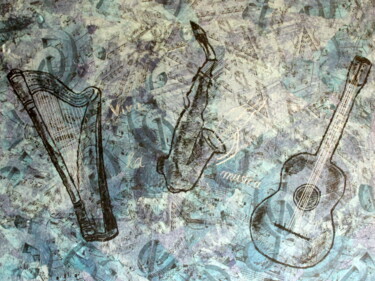 Kolaże zatytułowany „Viva la Musica” autorstwa Silke Aschhoff, Oryginalna praca, Akryl