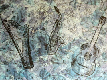 Collagen mit dem Titel "Viva la Musica" von Silke Aschhoff, Original-Kunstwerk, Acryl