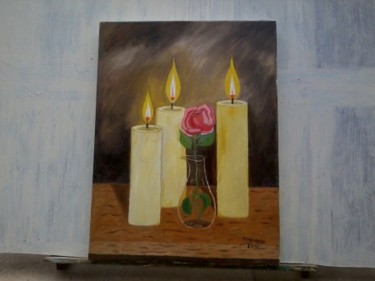 Painting titled "Cirios con rosa" by Silo, Original Artwork, Other